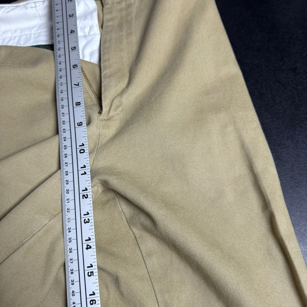Orvis Chino Pants Mens 42x31 Khaki Solid Flat Front Cuffed Cotton Twill Outdoor